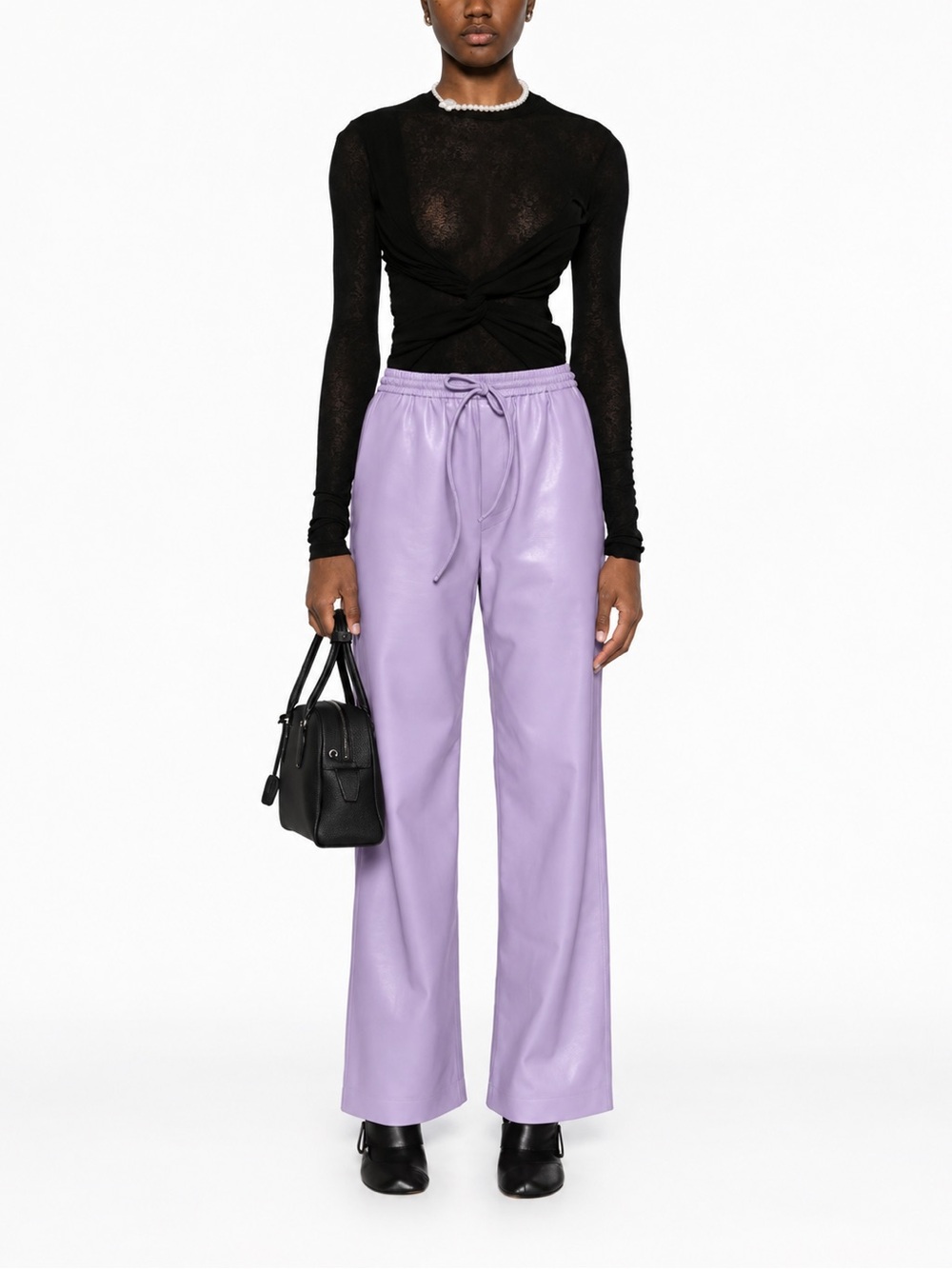 Nanushka Wide-Leg Faux Okobor Leather Pants